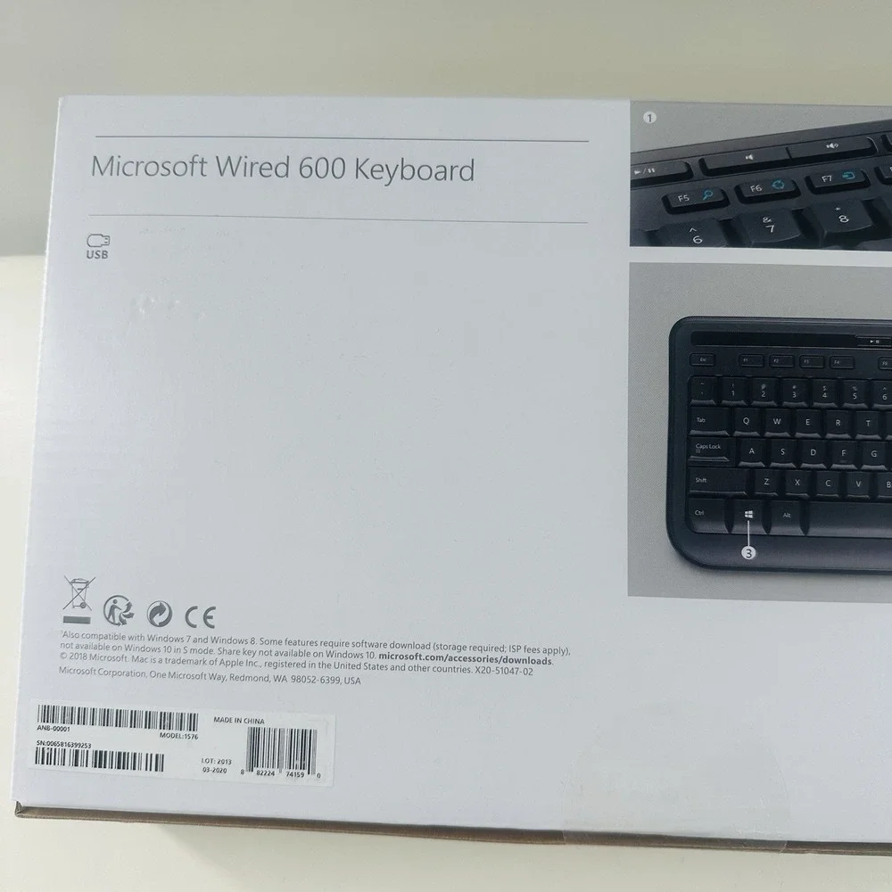 Microsoft Wired Keyboard 600 ANB00001 Wired‎ New Black w Box